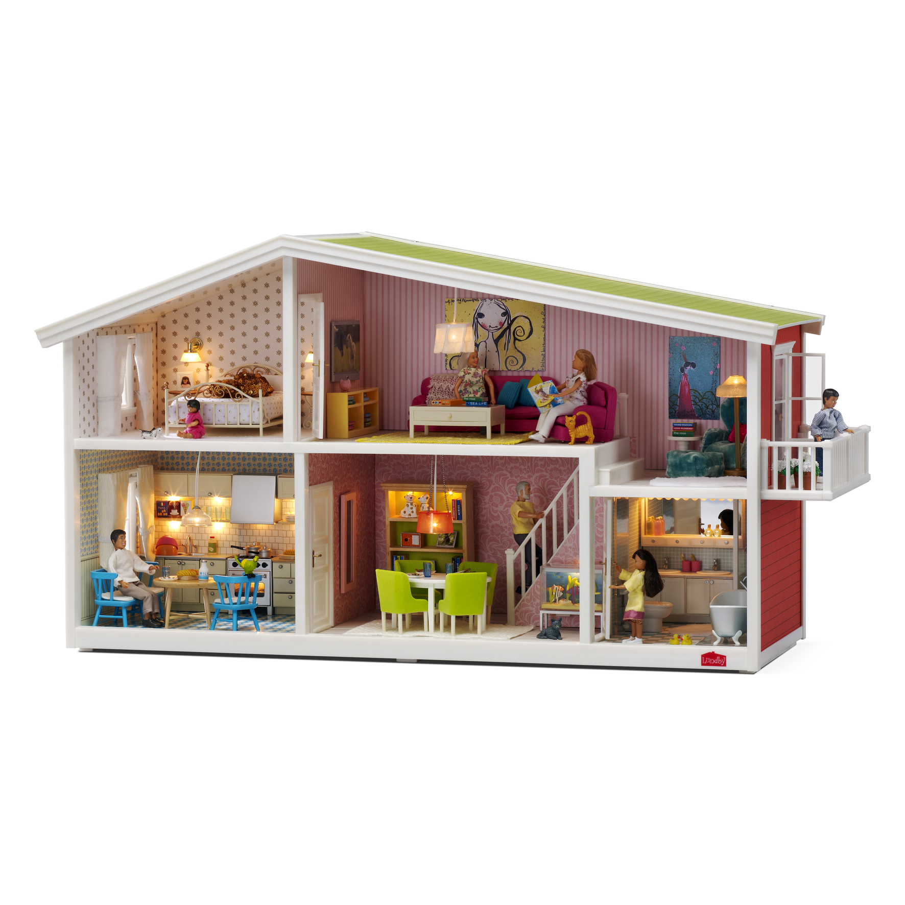 Dad and two kids Mum Classic Lundby Doll's House Doll Family Playset 