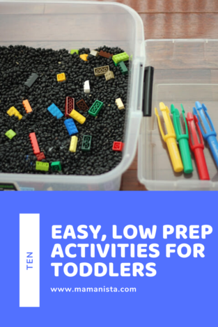 We’ve compiled a list of easy, low prep activities for toddlers that you can quickly set up to get your little one away from the screens.